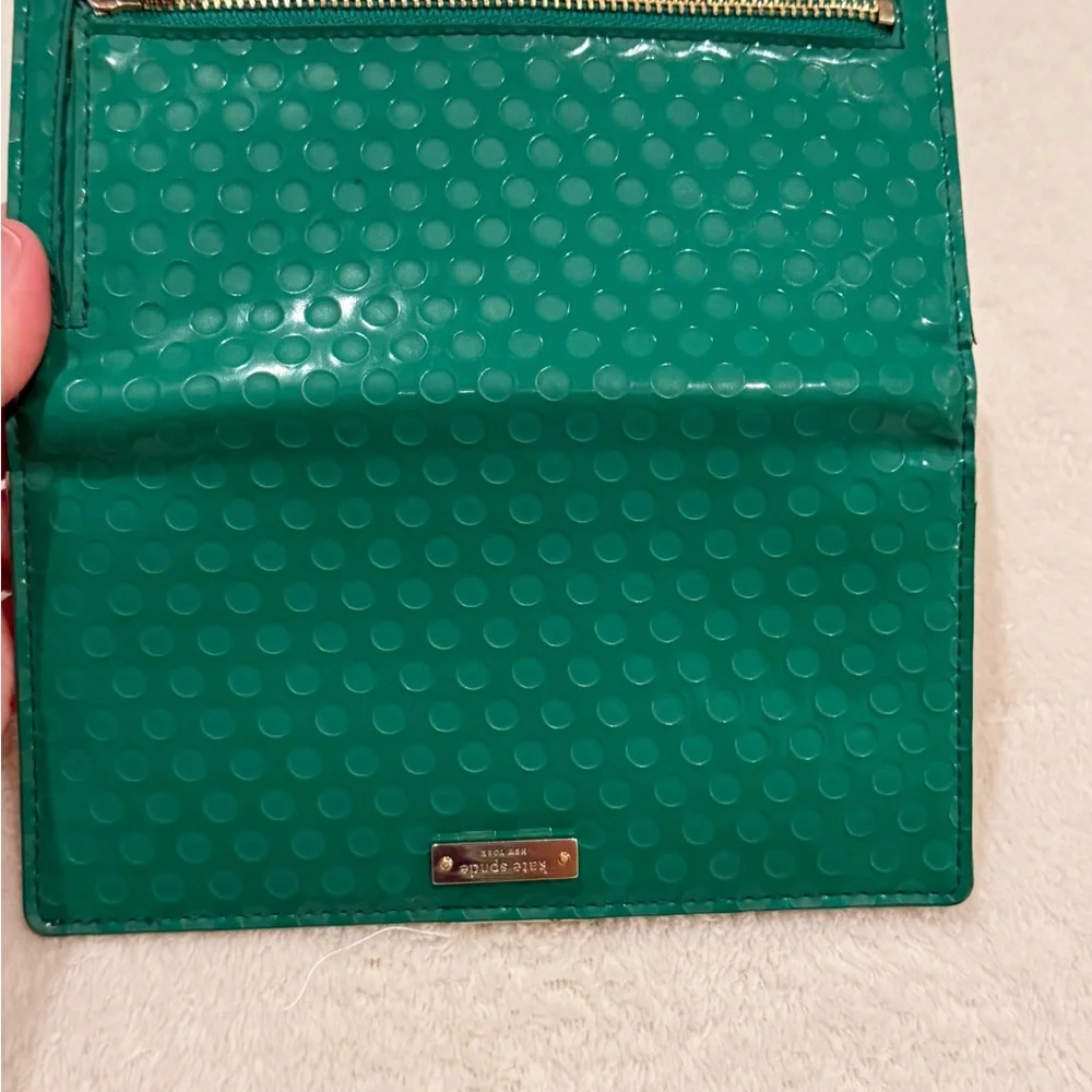 Kate Spade New York Leather Wallet Women’s Zip Around Card Holder Emerald Green - Picture 13 of 14